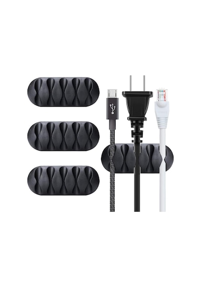 Ayrex Kyrotech 3 Adet Kablo Tutucu Seti Her Biri 5 Kablo Kapasiteli / Yapışkanlı Kablo Klipsi, Masa Üstü Kablo