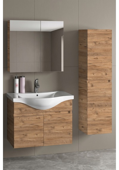 Yıldız 80+35 Cm Atlantik Çam Mdf Seramik Lavabolu Asma Banyo Dolabı Takımı Yıldız 80+35 Cm Atlantik Çam Mdf Seramik Lavabolu Asma Banyo Dolabı Takımı