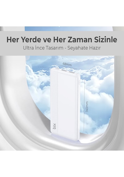 Bix Bxpb108 10000mah Çift Usb-a Çıkışlı Portatif Powerbank Beyaz