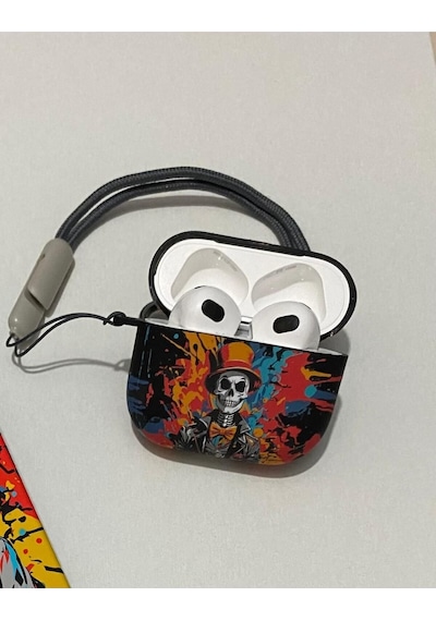 Apple Uyumlu iPhone 3. Nesil  Koruyucu Bluetooth Kulaklık Kılıfı Joker Desenli Fosforlu Figürlü Joker Airpods 3. Nesil