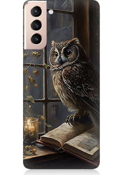 Samsung Galaxy S21 Plus Uyumlu Baykuş Ve Kitap Desenli Silikon Kılıf