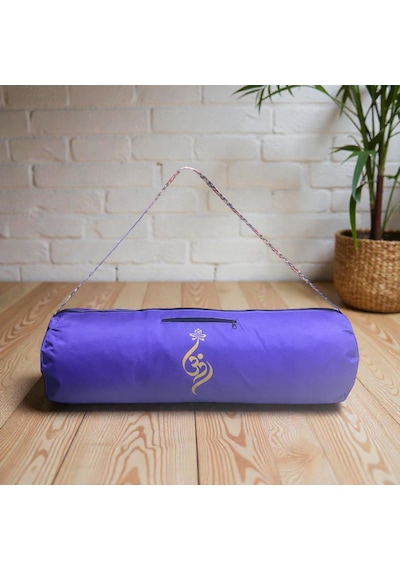 Su Geçirmez Om Baskılı Mat Taşıma Çantası Yoga Fitness Antrenman Çantası 2 Adet Mat Toplama Lastiği Mor