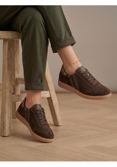 Venüs 2609920k Kadın Hakiki Süet Deri Çizgili Sneaker Ayakkabı Kahve