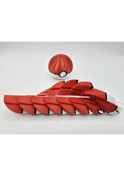 3d Baskı Pokebal - Segmentli Pokeball Dekoratif Küre-kırmızı