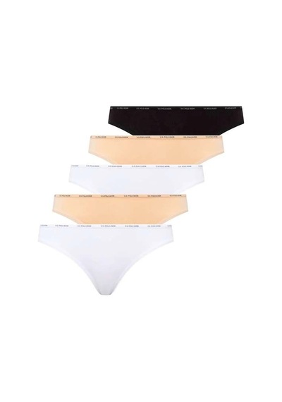 U.s. Polo Assn. Kadın 5'li Slip Siyah-beyaz-ten-beyaz-ten 001