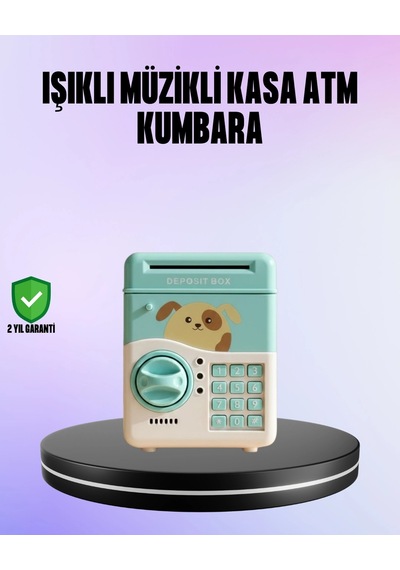 Su Yeşili Elektronik Şifreli Atm Tasarımlı Para Biriktirme Kumbarası Düz Renkli