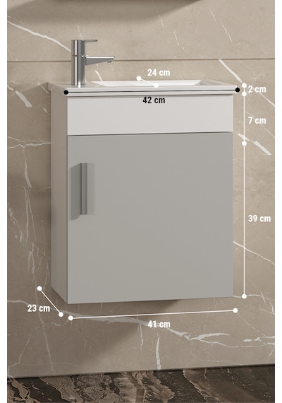 Lale 42x24 Cm Beyaz-sis Gri Mdf Seramik Lavabolu Asma Banyo Alt Dolabı Beyaz- Sis Gri Lale 42x24 Cm Beyaz-sis Gri Mdf Seramik Lavabolu Asma Banyo Alt Dolabı Beyaz- Sis Gri