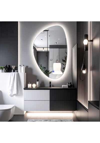 Fracturavision Beyaz Led'li Lavabo & Banyo Aynası Dokunmatik Sensörlü 80 X 50 Cm