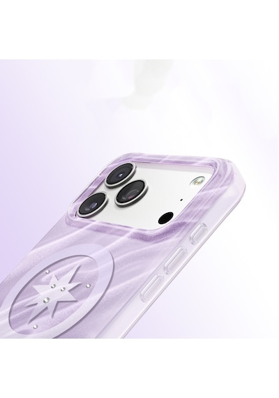 İphone 17 Pro Max Kılıf M-safeli Orjinal Swarovski Taşlı Zore Paris Rovix Sert Pc Kapak Açık Mor