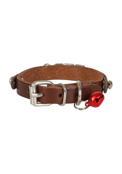 Cattie İsimlikli Deri Kedi Boyun Tasması S 1x18 - 22CM Kahverengi