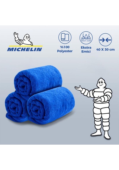 Michelin Mc35033 40x30cm Süper Emici Mikrofiber Havlu, 3 Adet