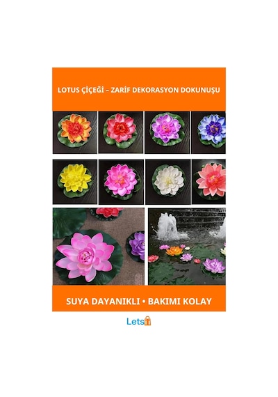 Suya Dayanıklı Dekoratif Yapay Lotus Çiçeği 1 Adet