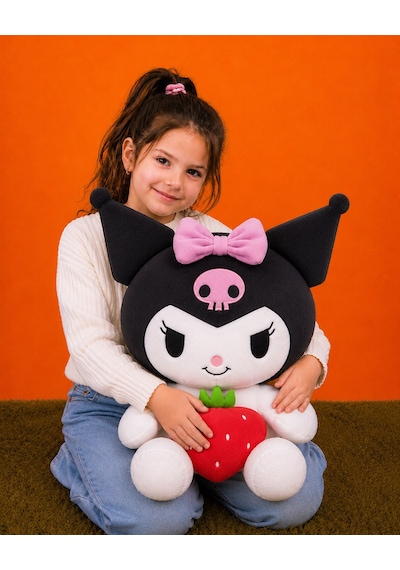 Yeni Seri Çilekli Kuromi Peluş Oyuncak 50cm - Hediyelik Oyuncak & Polly Toys Siyah
