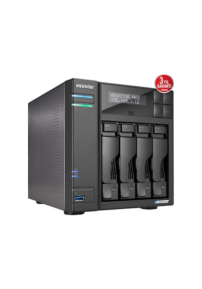 Asustor 4diskli Celeron Qc- 4gb Ram-2-2.5gbe Nas Server As6704t V2