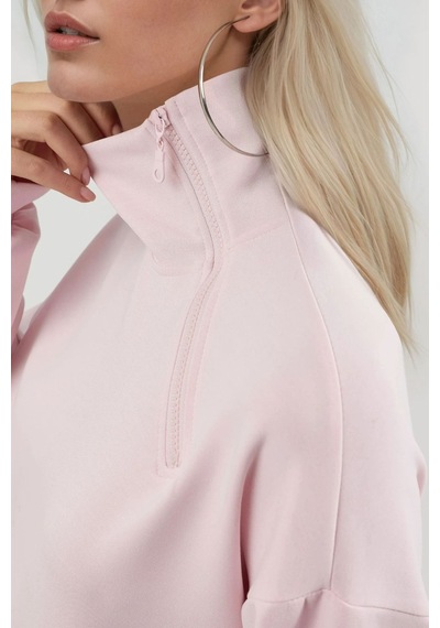 Hiccup Busem Rahat Kesim Fermuarlı Yaka Sweatshirt Pembe