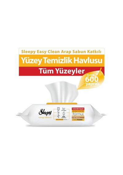 Sleepy Easy Clean Arap Sabunu Katkılı Yüzey Temizlik Havlusu 6x100 600 Yaprak Diğer