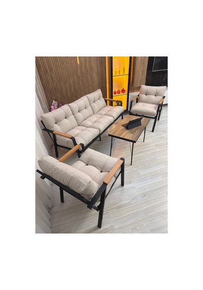 Houseart Balkon, Bahçe,teras,cafe - Salon - Metal Kanepe Koltuk Takımı - 3 1 1 Sehpa Krem Houseart Balkon, Bahçe,teras,cafe - Salon - Metal Kanepe Koltuk Takımı - 3 1 1 Sehpa Krem