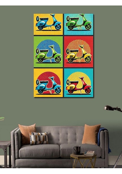 Kanvas Tablo Renkli Motosiklet Posteri 50cmx70cm