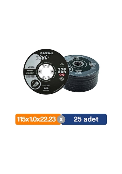 Egesan Black 115x1.0x22.23 Inox Paslanmaz Çelik İnce Kesme Diski 590227 A 60 S Bf - 25'li Paket