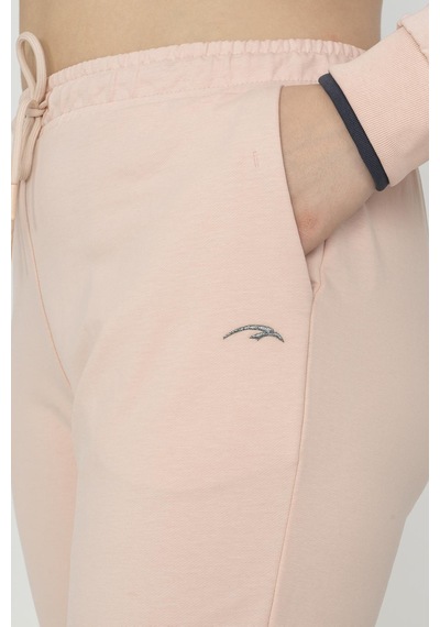 Maraton Sportswear Büyük Beden Kadın Lastik Paça Basic Pudra Eşofman Altı 21171-pudra Pudra