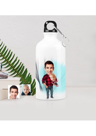 Kişiye Özel Baba Oğul Karikatürlü Metal Suluk (500 Ml.) 3