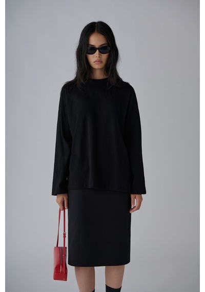 Suud Collection Siyah Uzun Kollu Oversize Tişört