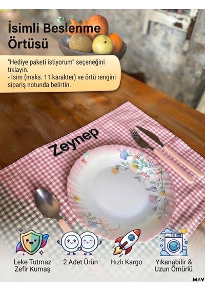 Mavdesign İsimli Beslenme Örtüsü Açık Pembe