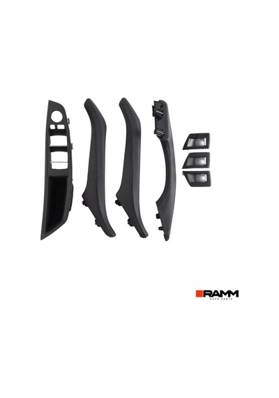 Bmw 5 Serisi F10 2010-2016 Kapı Kolu Kaplaması + Cam Açma Düğmesi Seti - Siyah