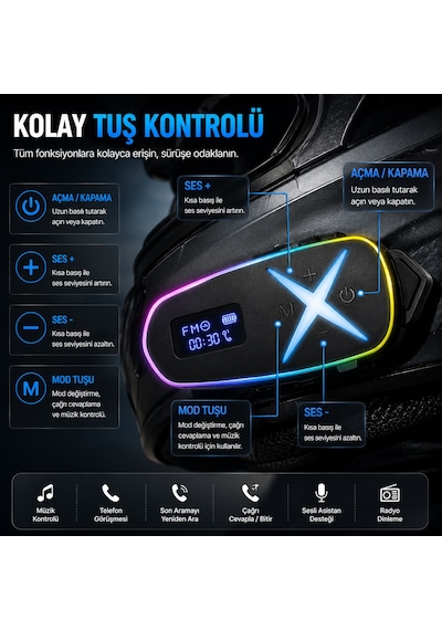 K16 2x Bluetooth Motosiklet Kask Interkomu Bluetooth 6.0 Çift Yönlü Konuşma Müzik Dinleme Telefon Görüşmesi Type-c Şarjlı