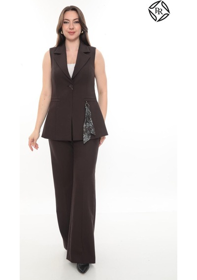 Prenses Kadın Rahat Kesim Astarlı Kolsuz Blazer Ceket Pantolon Takım Elbise Siyah Kahverengi Prenses Kadın Rahat Kesim Astarlı Kolsuz Blazer Ceket Pantolon Takım Elbise Siyah Kahverengi