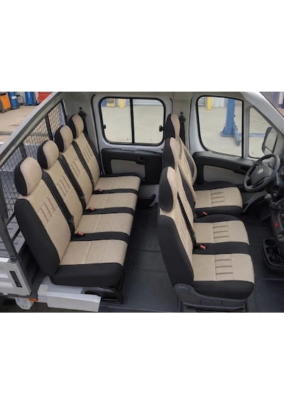 İveco 72 150 Çift Kabin Kamyonet 6+1 Koltuk Kılıfı Bej-Siyah
