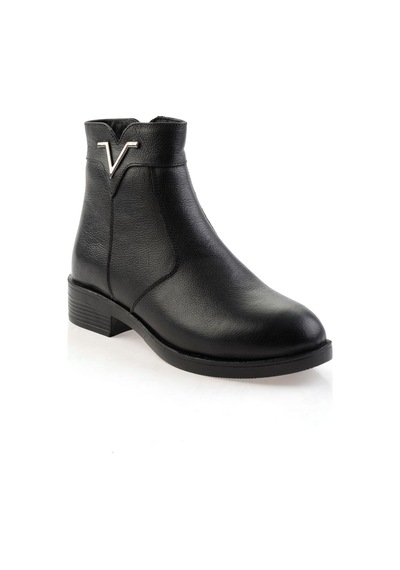 Bambi Siyah Hakiki Deri Kadın Bot & Bootie K02286001303 Siyah