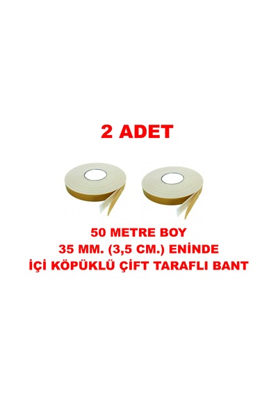 Çift Taraflı İçi Köpüklü Sarı Bant 50 M. Uzunlukta 35 Mm-3,5 Cm Ebatında 2 Adet