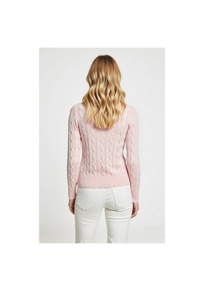 Youknitwear You Riviera %100 Pamuk Polo Yaka Kadın Kazak Pembe