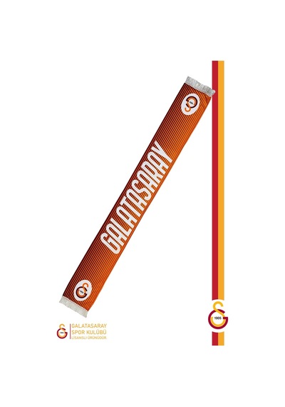 Galatasaray Lisanslı Çift Yön Baskılı Şal Kaşkol Atkı Aslan Baskılı Ahşap Kutulu Sarı - Lacivert