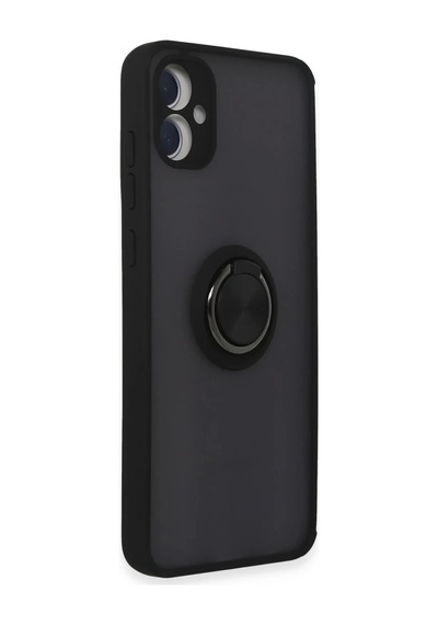 Samsung Uyumlu Galaxy A05 Uyumlu Kılıf Montreal Yüzüklü Silikon Kapak - Siyah