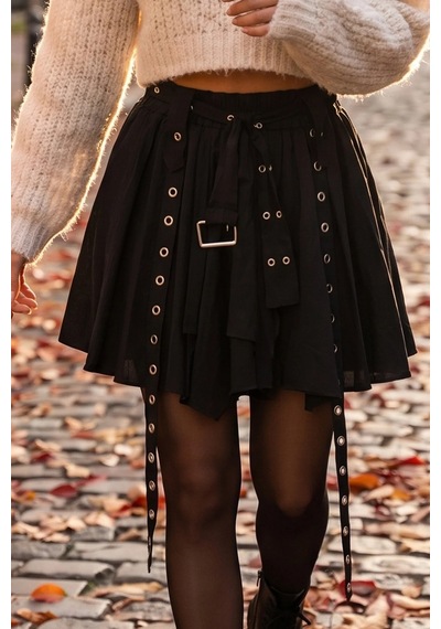 Fashion Cocktail Punk Gotik Saçaklı Grommet Detaylı Vintage Görünümlü Metalli Akışkan Saçaklı Tasarım Etek Siyah Fashion Cocktail Punk Gotik Saçaklı Grommet Detaylı Vintage Görünümlü Metalli Akışkan Saçaklı Tasarım Etek Siyah