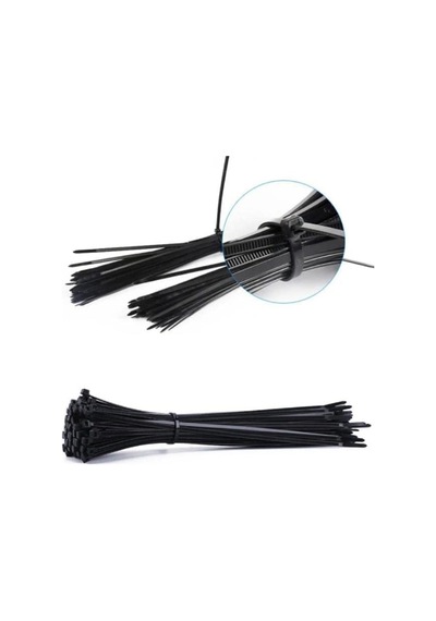 Siyah 3.6x200mm Plastik Cırt Kelepçe 100pcs 4915