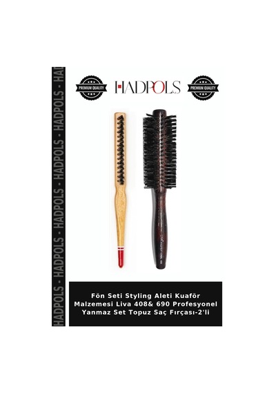 Fön Seti Styling Aleti Kuaför Malzemesi Liva 408& 690 Profesyonel Yanmaz Set Topuz Saç Fırçası-2'li