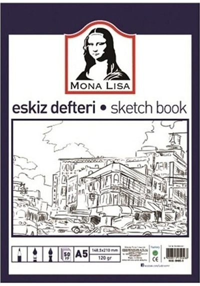 Monalisa Spiralsiz Karakalem Eskiz Defteri 120gr A5 50 Yaprak