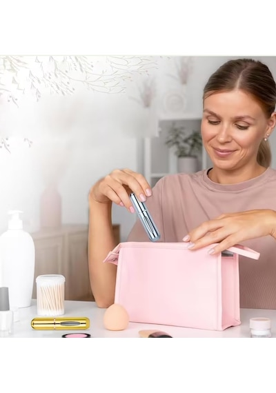 Parfüm Şişesinden Çanta Içi Mini Doldurulabilir Seyahat Cep Yedek Parfüm Şişesi 5 Ml, Makyaj Organizer, 1 Adet Kırmızı 0000 Parlak Vernik