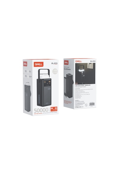 Pl-f23 50.000 Mah. 22.5w Turbo Şarj Powerbank Led Işıklı Siyah