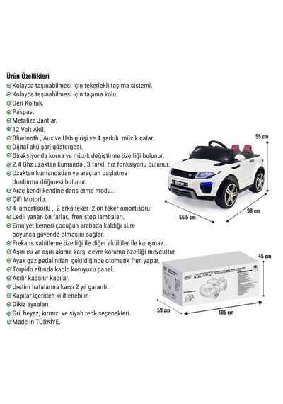 Akülü Araba 12 Volt Uzaktan Kumandalı Raptor Gt Deri Koltuk