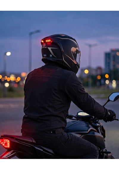Caspiano Homer Full-face Led Işıklı Glossy Black / Gold Motosiklet Kaskı Ece-r 22.06 Sertifikalı Sarı