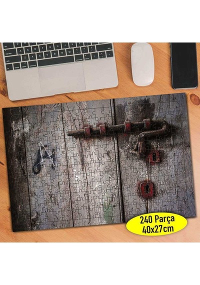 Eski Tahta Kapı Kilidi Nostalji 240 Parça Puzzle Yapboz-52348839