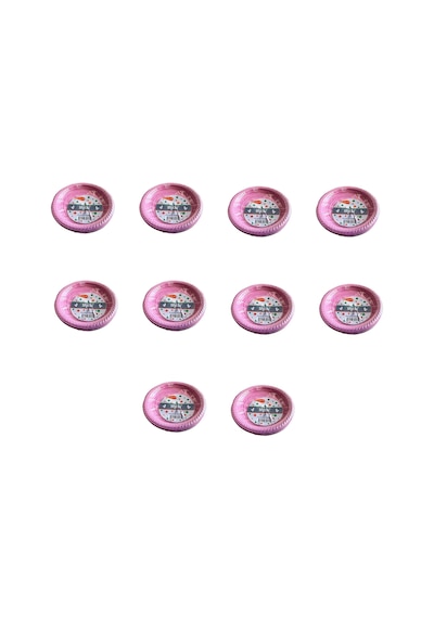 Kullan At Renkli Pembe Parti Davet Plastik Tabak - 17 Cm. - 25 Adetlik 10 Paket