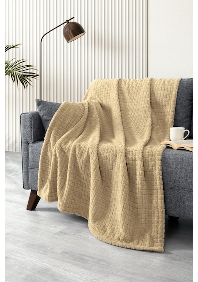 Wellsoft Battaniye-tv Battaniyesi- Peluş Polar Yumuşak Battaniye-110x160 Cm Devetuyu Deve Tüyü