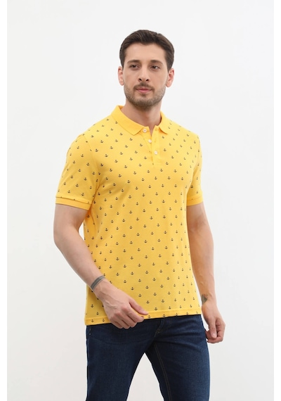 Erkek Polo Yaka Çapa Desenli Pamuk Tişört 001