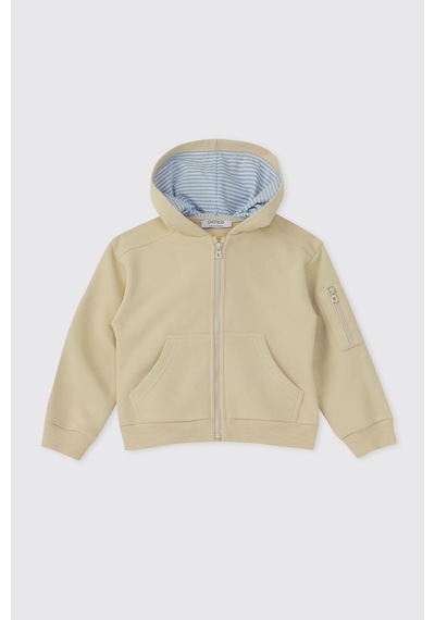 Panço Erkek Çocuk Fermuarlı Bej Sweatshirt 2611bk08003 Krem