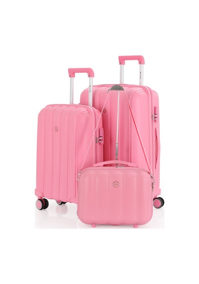 Mçs Polipropilen 3lü Valiz Seti Orta & Kabin & Makyaj V305 S21yy1000079-set 00020 Pembe